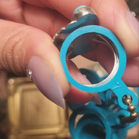 Turquoise and coral stone silver ring - Picture 4 of 4